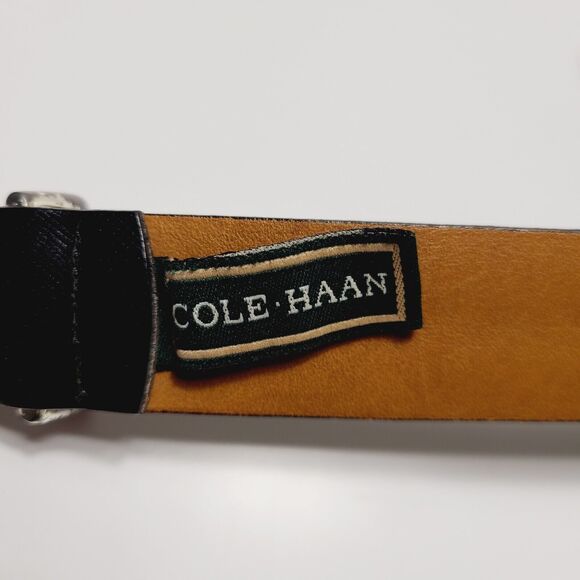 Cole Haan Belt Black Brown Men's Size 36/90 Genuine Leather Brass Buckle 1-1/4" - Picture 8 of 10